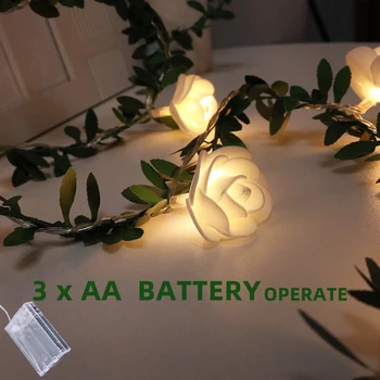 LED Rose String Lys 6M 40led Jul Krans Fe Drevet Udendørs Til Bryllup Garden Party Batteri/USB-Indretning