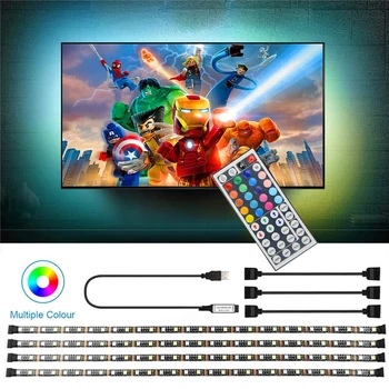 LED-TV Strip Light USB Power 5050RGB 44Keys TV Baggrundslys 1 Til 4 0,5 M Strip Vandtæt 30LED/M Stue Dekoration