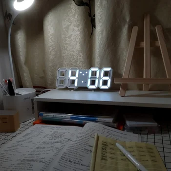 LED Væg Ur Simple 3D Digitale Tabel Alarm Vågelampe med Dato, Temperatur, der er Vist Hjem Stue Desktop Dekoration