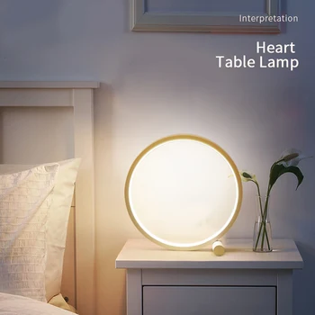 LED-bordlampe Til Soveværelse Cirkulære Akryl bordlampe Til Stue Sort/Hvid Dæmpbar sengelampe Runde Nat Lys