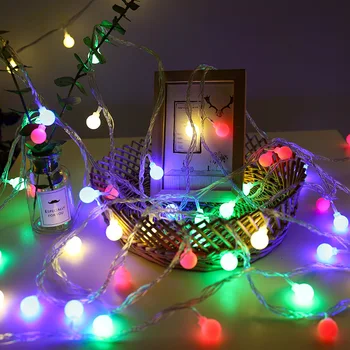 LED string lys rundt bold parti lys, batteri box USB-indendørs Jul udendørs udsmykning atmosfære lys varm hvid farve