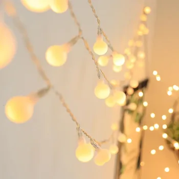 LED string lys rundt bold parti lys, batteri box USB-indendørs Jul udendørs udsmykning atmosfære lys varm hvid farve