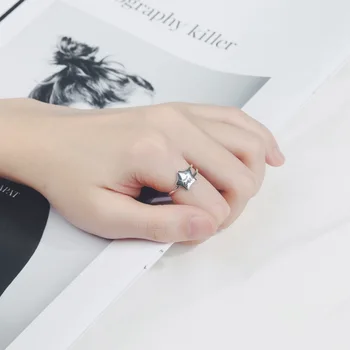 LIVVY Sølv Farve Romantisk Stjerne Ringe Til Kvinder, der Elsker Bryllup Ring Sterling Sølv Smykker 2021 Tendens