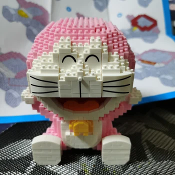 LP 200563 Animationsfilm Pink Doraemon Kat Sidde Dyr Robot Pet 3D-Model DIY Mini Diamant Blokke, Mursten Bygning Legetøj for Børn, ingen Box