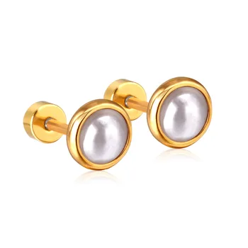 LUXUKISSKIDS Brincos Rustfrit Stål Skrue Stud Øreringe 4/6/8/10mm Falske Pearl Earings For Kvinders koreanske piercing pendientes