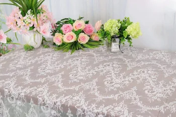 Lace Trim TableclothWhite Bryllup Wecoration Wamily Borddekoration Klud Høj Kvalitet Stil Blonde Stof