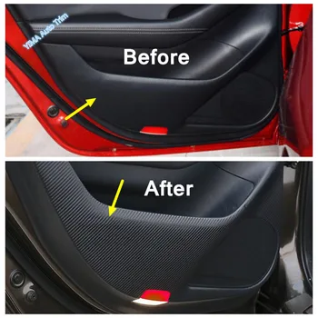 Lapetus Auto Tilbehør Døren Anti Kick Pad Beskyttelse Decals Passer Til Mazda 6 sedan 2019 - 2021 kulfiber Look Mærkat 4STK