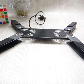 Laptop Desk Support Dual Cooling Fan Bærbare Computer Stå Sammenklappelig USB-Rack Holder Black Ny