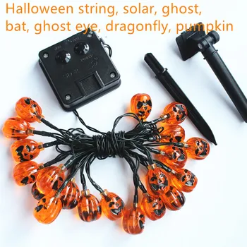 Led halloween udendørs dekorative string solenergi ghost bat spøgelse øje Skull pumpkin solar light string have lanterne stedet