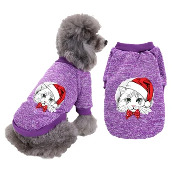 Lille Hund Sweatshirt Pet Tøj Hvalp Pullover Pet Efterår og Vinter Jul Mønstre Santa Sweatshirt To-benede Kat Hund Tøj