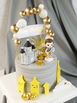 Lille Prins Kage Dekoration til Børn, dreng, børn Party Slot Guld tillykke med Fødselsdagen Harpiks Kage Topper Elsker gaver