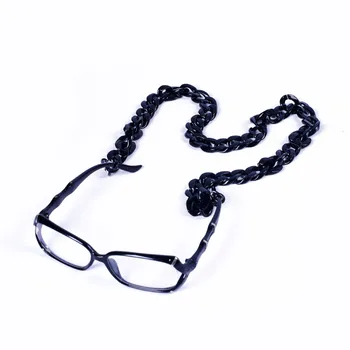 LongKeeper Retro 70cm Briller Kæde Til Kvinder Mode Europæiske Sort Hvid Liner 37g Solbriller Holder Sort Hvid