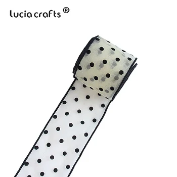 Lucia Håndværk 2yards 45mm Dot Trykt Chiffon Blonde Bånd DIY Håndværk til Pakning Bue Tøjet Sy Tilbehør P0615