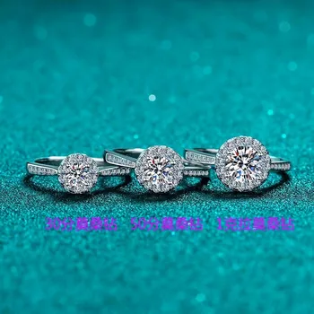 Luksus 925 Sølv Karat Fremragende Skære D Farve Passere Diamant Test Mossanite Party Ring