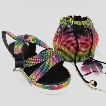 Luksus Kile Sandaler til Kvinder Sommeren Rhinestone Dias Platform Sandales Chaussures Femme Open-tåede Stranden Sandalias Shoes