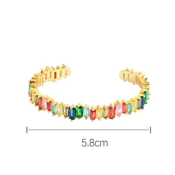 Luksus Kvinders Armbånd Armbånd Kobber Zirconia 18K Forgyldt Justerbar Åbne Armbånd Mangefarvede Regnbue Krystal Armbånd
