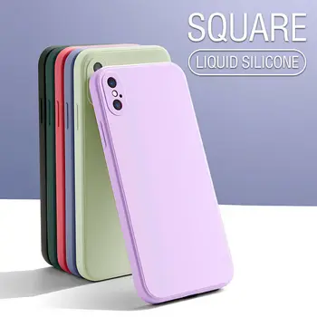 Luksus Oprindelige Kvadrat Flydende Silikone Phone Case For iPhone 12 11 Pro Max Mini XS X XR 7 8 Plus SE 2 Tynde Bløde Dække Slik Sag
