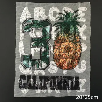 Lys Sequined patches med alfabetet til t-shirt farverige Sy-på Applique sommer