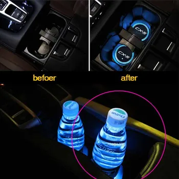 Lysende Car Cup Coaster Indehaveren 7 Farverige USB-Opladning, Bil-Logo Led-Lys Atmosfære For Mazda CX5 CX-5 CX-5 Auto Tilbehør