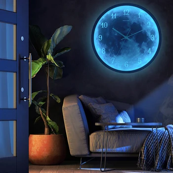 Lysende vægur Moderne Design-LED Digitale Ure Galaxy Månen Sound Control Ure Nightlight Væggen Hænger Ur Hjem Indretning