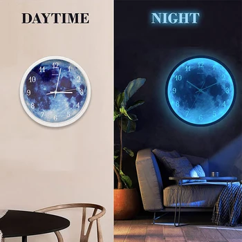 Lysende vægur Moderne Design-LED Digitale Ure Galaxy Månen Sound Control Ure Nightlight Væggen Hænger Ur Hjem Indretning