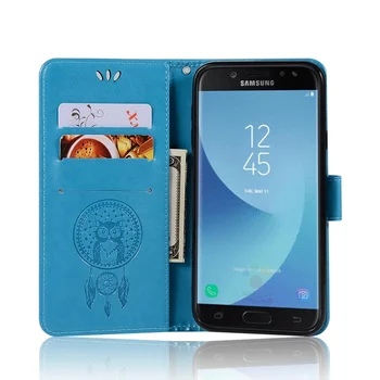 Læder Taske Til Samsung Galaxy J7 2017 J730 Flip Case J7 2017 Dække Ugle Wind Chimes Tegnebog, Telefon-Etui Til Samsung J7 2017 Sag