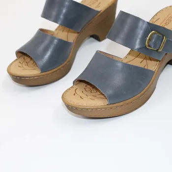 Læder dame slippersHigh-broderede tøfler for womenComfortable læder slippersHigh kvalitet kvinders shoesWooden sko
