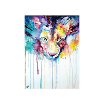 Lærred Maleri oliemaleri Abstract Dyr, Løve, Elefant, Hund Plakat Print Væg Kunst Billedet Stue boligindretning