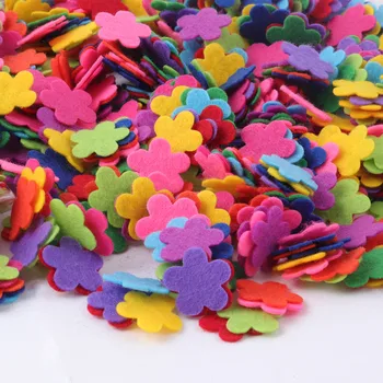 M.100 stk Farverige Mini Blomster Stjernede Hjerte Følte Patch Pynt Følte Scrapbooking Klistermærker DIY Følte, Stof, Puder, Tøj, Tilbehør