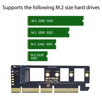 M. 2 NVME SSD til PCIE 3.0 x 4 x 8 x 16 adapterkort, Harddisk Udvidelse Konverter Kortet for 2230/2242/2260/2280 SSD
