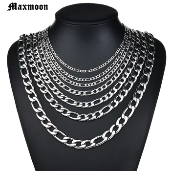 MAXMOON 2020 Mode Klassiske Figaro Kæde Halskæde til Mænd i Rustfrit Stål Lang Halskæde Til Mænd, Kvinder Kæde Smykker