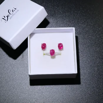 MDINA Enkle design skabt starlight ruby smykker sæt øreringe og ring med 925 sterling sølv fine smykker fremme