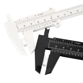 MEGA 1pc Høj kvalitet 0-150 mm Vernier Caliper DIY Dobbelt Regel Skala Plast måleområde 0-150 mm Mini Måle Værktøj Lineal