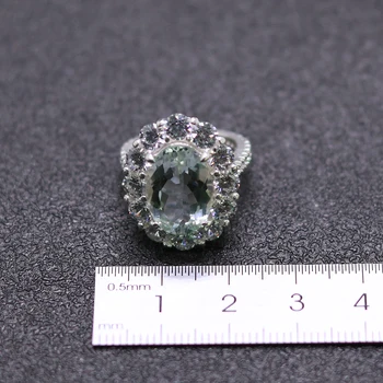 MH smykker Naturlig grøn ametyst Ædelsten ædle solid Ring Ægte 925 Sterling Sølv Fine Smykker til pige dame engagement gave