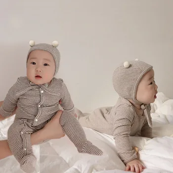 MILANCEL 2021 Efteråret Nye Baby Footies Buksetrold Piger Tøj Stribet Drenge Jumpsuits lille Barn Tøj