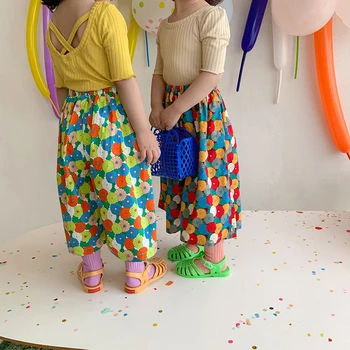 MILANCEL 2021 Sommeren New kids Tøj Blomster Løs Planter til koreanske Søstre Casual Tøj Piger
