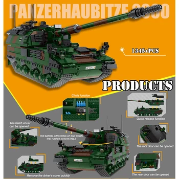 MKTOYS WW2 Militære Tyskland Tank byggesten Panzerhaubitze 2000 Selvkørende Haubitser Batisbricks MOC Tekniske Mursten