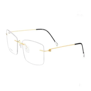 MONGOTEN Unisex Fashion Uindfattede Titanium Legering Skrueløs Recept Optik Optiske Briller Guld Rød Anti-træthed Læsning Briller