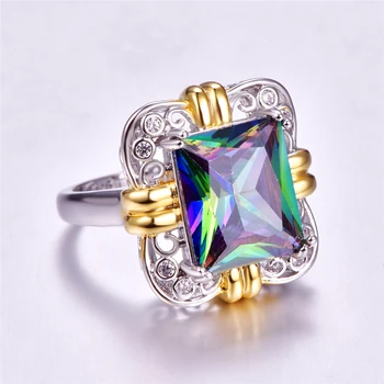 MOONROCY CZ Ringe Sølv Farve Vintage Boheme Crystal Farverige Geometri Ring til Kvinder, Piger Dropshipping af Smykker Engros