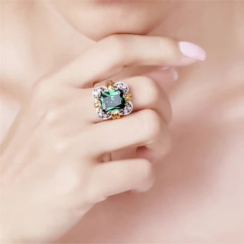 MOONROCY CZ Ringe Sølv Farve Vintage Boheme Crystal Farverige Geometri Ring til Kvinder, Piger Dropshipping af Smykker Engros