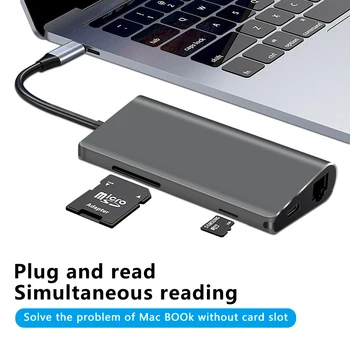 MUCAI USB-C-HUB Type C til HDMI 4K AUDIO USB 3.0 RJ45 SD/TF Adapter PD Hurtig Opladning af USB-Dock Splitter Port Til MacBook Pro Air