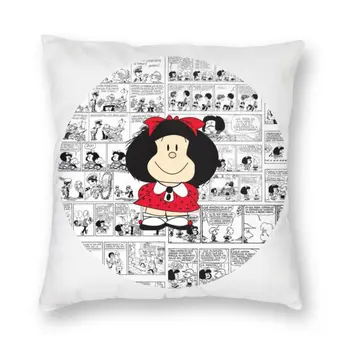 Mafalda Tegnefilm Quino Tegneserier pudebetræk Dobbelt-sidet Print-Gulvtæppe pudebetræk for Bil Brugerdefinerede Pudebetræk Home Decor
