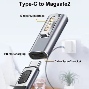Magnetisk USB-C Female til Magsafe2 Oplader Adapter Højre Vinkel Type C-Stikket Støtte PD Hurtig Hurtig Opladning MacBook Pro Air/Pro