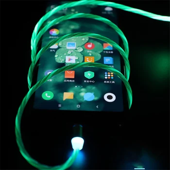 Magnetiske Flow-Lysende Belysning Opladning 3i1 Mobiltelefon, Kabel Ledning Oplader Ledning for Samaung LED Micro USB Type C til Iphone