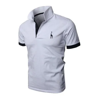 Mand Polo Shirt Herre Casual Hjorte Broderet Polo shirts til Mænd kortærmet t-shirt Solid polo mænd Hommes 2 STK gratis fragt MY105