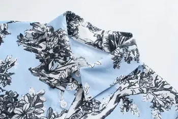 Maxi Kjoler til Kvinder Foråret 2021 Za Landskab Print langærmet Kjole Europæiske Mode Enkelt Breasted Vinger Shirt Lang Kjole
