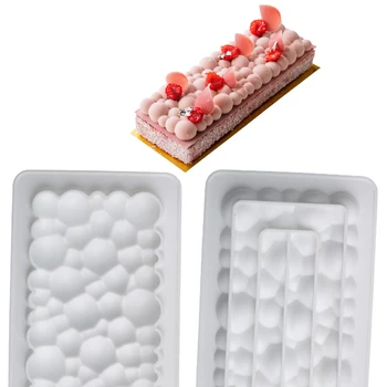 Meibum Rektangel Boble Dessert Udsmykning Værktøjer Silikone Kage Forme Mousse Kager At Bage Forme Rustfrit Stål Tærte Ring