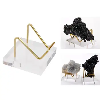 Metal Arm Mineral Display Stand Holder Akryl Base For Crystal Mineraler Malme Agat Sten Sten Skærm