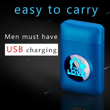 Metal Cigaret Sag Box med USB-Elektronisk Lighter Tobak Opbevaring Tilfælde, cigaretholder Elektriske Plasma-Bue Lighter Gadgets