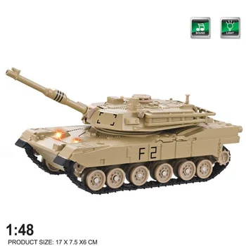 Militære 1:48 skala trykstøbt Leopard 2 M1A2 Abrams Type 99 Main Battle Tank metal model trække sig tilbage legering legetøj med lys og lyd